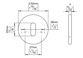 SCHLÜSSELROS Ø50 M. ABDECK CC27/38 PVD MESSING (143235P3804)