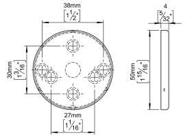 BLINDROSETTE Ø50X4 ABDECK 27/30/38 KUPFER (143245P2808)