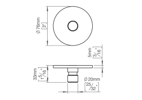 STÜTZROSETTE Ø76X5 RAL9005 Ø19,9X33 F. Ø32 HALTESTANGE (144963R1321)