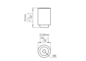 WAND-TÜRSTOPPER RAL9005 Ø20X31 SATINIERT (145055R1001)