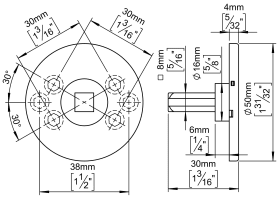 ROSETTE F. DUMMY-KNOPF Ø50 MESSING ABDECK 30/38 (143259P3900)