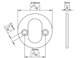 SCHLÜSSELROS M. LOCH OVAL CHARCOAL MASSIV ASSA/BODA/TRIOVING (143432P4149)