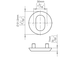 SCHLÜSSELROS AUSSEN 7 Ø51,5 M. LOCH OVAL CC30 (14344102073)