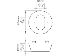 SCHLÜSSELROS AUSSEN 20 Ø54 M. LOCH OVAL CC30 (14344102201)