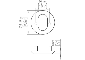 SCHLÜSSELROS AUSSEN 6 KUPFER Ø51,5 M. LOCH OVAL CC30 (143441P2067)