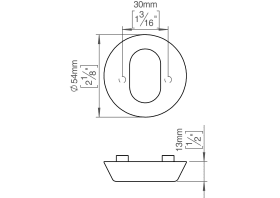 SCHLÜSSELROS AUSSEN 13 KUPFER Ø54 M. LOCH OVAL CC30 (143441P2130)