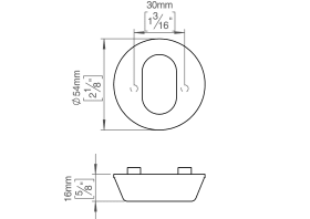 SCHLÜSSELROS AUSSEN 16 KUPFER Ø54 M. LOCH OVAL CC30 (143441P2164)