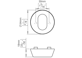 SCHLÜSSELROS AUSSEN 18 KUPFER Ø54 M. LOCH OVAL CC30 (143441P2181)