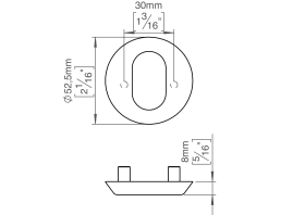SCHLÜSSELROS AUSSEN 8 MESSING Ø52,5 M. LOCH OVAL CC30 (143441P3083)