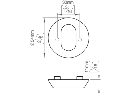 SCHLÜSSELROS AUSSEN 11 MESSING Ø54 M. LOCH OVAL CC30 (143441P3113)