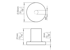 KLEIDERHAKEN Ø25X21 M5 RAL9005 (145600R1107)