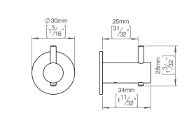KLEIDERHAKEN 14X36 M. STIFT M. BUCHSE Ø32 ROSETTE RAL7016 (145605G3002)