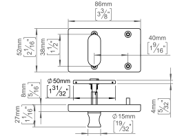 WC-SCHLOSS F. GLASTÜR CC38 18-34 5 DRÜCKERSTIFT KUPFER (143476P2028)