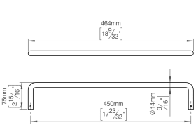 HANDTUCHSTANGE 14X450 ED BUCHSE PVD CHARCOAL (147050P4453)