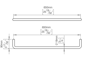 HANDTUCHSTANGE 19X650 BUCHSE RAL9005 (147052R1657)