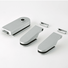 DORMA-Glas Zimmertür-Ganzglastürschloss Studio Rondo, Aluminium, silber eloxiert, mit Bändern und Hülsen, Drückerführung, Lochung Buntbart, 8 mm Drückernuss, Normalfunktion, DIN Links-Rechts, für ein- und zweiflügelige Drehtüren