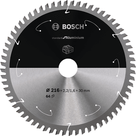 Bosch Kreissägeblatt Standard für Aluminium, 216 x 2,2/1,6 x 30, 64 Zähne, 2608837776