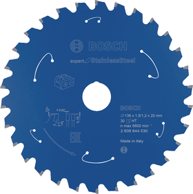 Bosch Akku-Kreissägeblatt Expert for Stainless Steel, 136 x 1,5/1,2 x 20, 30 Zähne