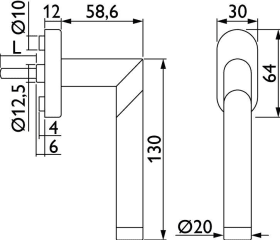 Hermat Fenstergriff SPACE-S 1114.S/DK,Stand.,ov.,7/35,gl.chr./ER