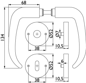 Hermat Drückergarnitur 1806/2036.K/3212/3216,Ros.,rd.,WC/SS,8(8),ER,TS 38-42