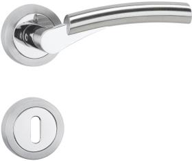 Hermat Drückergarnitur 1124.M/2331,o.Schl.ros.,rd.,8,glanzchr./ma.vern.,TS 37-47