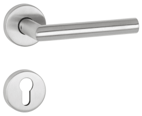 HERMAT Drückergarnitur BASIC 1892 mit Rosetten Edelstahl matt PZ Türstärke 38-42 mm