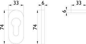 Hermat Schieberosette 2076.S,oval, PZ,6mm, edelstahl