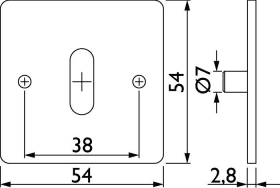 Hermat Schlüsselrosette 2611.FL,eckig,BB, 2,8mm,TS 38-45,ER pol.