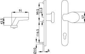Hermat Knopfschild 2082/3132,LS ov.,PZ92,braun,ähnl.RAL 8019 besch.