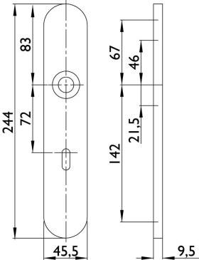 Hermat FS Langschild 2002.U innen,oval,BB 72,F3 PVD-beschichtet