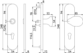 Hermat SI-WSG 1902/2091/3128,LS ov.,12mm,ES1/PZ 92/8,w ähnlich RAL 9016,TS60-80