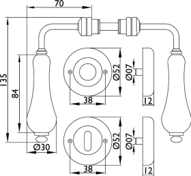 Hermat Drückerpaar FLORA 1047.P, 8mm,glanzchrom/weiß silber