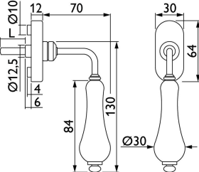 Hermat Fenstergriff FLORA 1047.P/DK,Stand.,ov.,7/31,gl.chr./bl.silb.