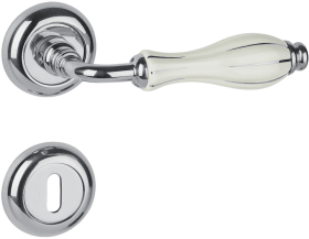 Hermat Drückergarnitur 1048,Ros.,rd.,WC/S,8(8),gl.chr./ws.silb.