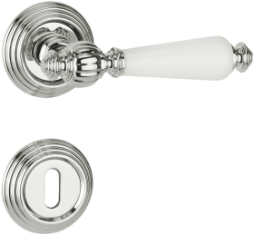 Hermat Drückergarnitur 1060,Ros.,rd.,WC/S,8(8),glanzchr./Porz.ws.