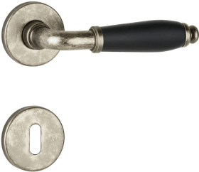 Hermat Drückergarnitur 1157/2074,Ros.,rd.,BB,8,eisenf.ant.schw.