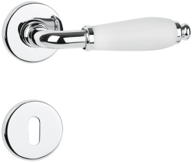 Hermat Drückergarnitur 1157/2074,Ros.,rd.,WC/S,8(8),glanzchr./Porz.ws.