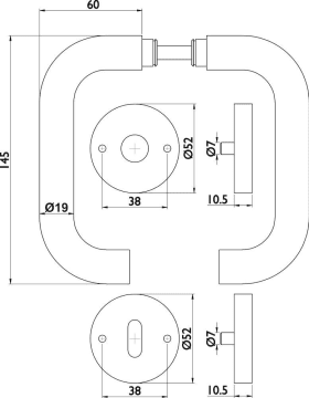 Hermat Drückerpaar BASIC 91 1891.19, 8mm,edelstahl matt