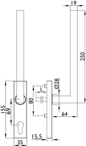 Hermat Handhebel SQUARE 1835.N HSG,Stand.,inn.,PZ,eck,10,ER