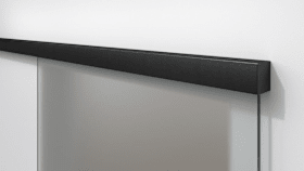 HERMAT Schiebetür-Klemmbeschlag für Ganzglastüren mit Laufschiene 2400 mm, Tragkraft 80 kg, Classic Black eloxiert