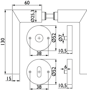 Hermat Drückergarnitur 1813/2036.KB,Ros.,rd.,BB,8,smoke bla.,TS 38-42