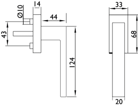 Hermat Fenstergriff WEST 1682.L/DK.KGL/KT,Stand.,eck,7/24/32+36/42,ER