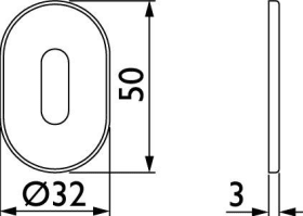 Hermat Schlüsselrosette 2401/OVAL,oval,BB, 3mm,class.black