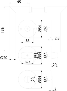 Hermat Drückergarnitur 1802/2636,Ros.,rd.,WC/S,8(8),cl.black PVD,TS 37-47