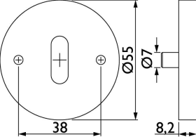 Hermat Schlüsselrosette 2073.M,rund,BB, 8,2mm,class.black