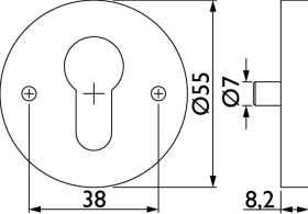 Hermat Schlüsselrosette 2073.M,rund,PZ, 8,2mm,class.black