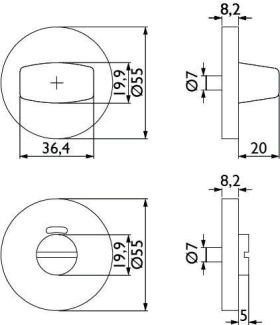 Hermat Schlüsselrosette 2073.M,rund,WC/SS (6), 8,2mm,cl.black