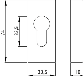 Hermat Schieberosette 2076.S/KANT,eckig, PZ,10mm, ähnlich RAL 9005