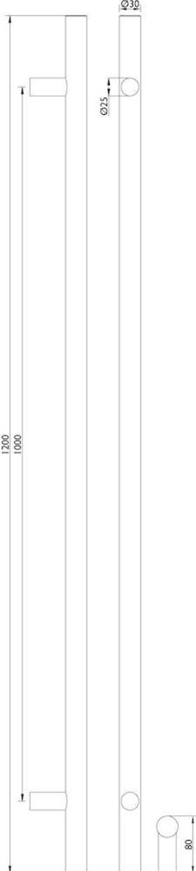 Hermat Stoßgriff 8000,BA 1.000x30,L 1.200,cl.black