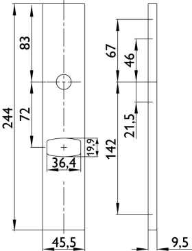 Hermat FS Langschild 2002.K innen,eckig,WCR 78,cl.black PVD-beschichtet
